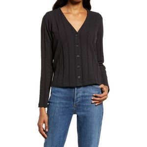 Madewell - Ribbed Sweater-Knit Cardigan in Black